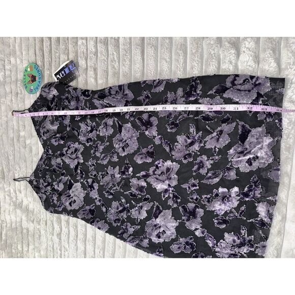 Oleg Cassini Beaded Mini Dress 10 Petite 90s Y2K Velvet Floral Purple Black NWT‎ - Picture 3 of 9